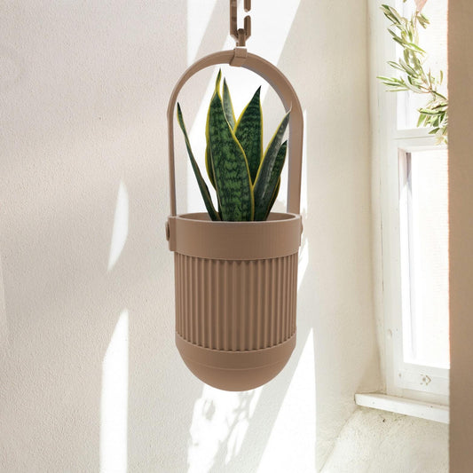 Minimalist Ribbed Hanging Planter | Modern Indoor Plant Pot