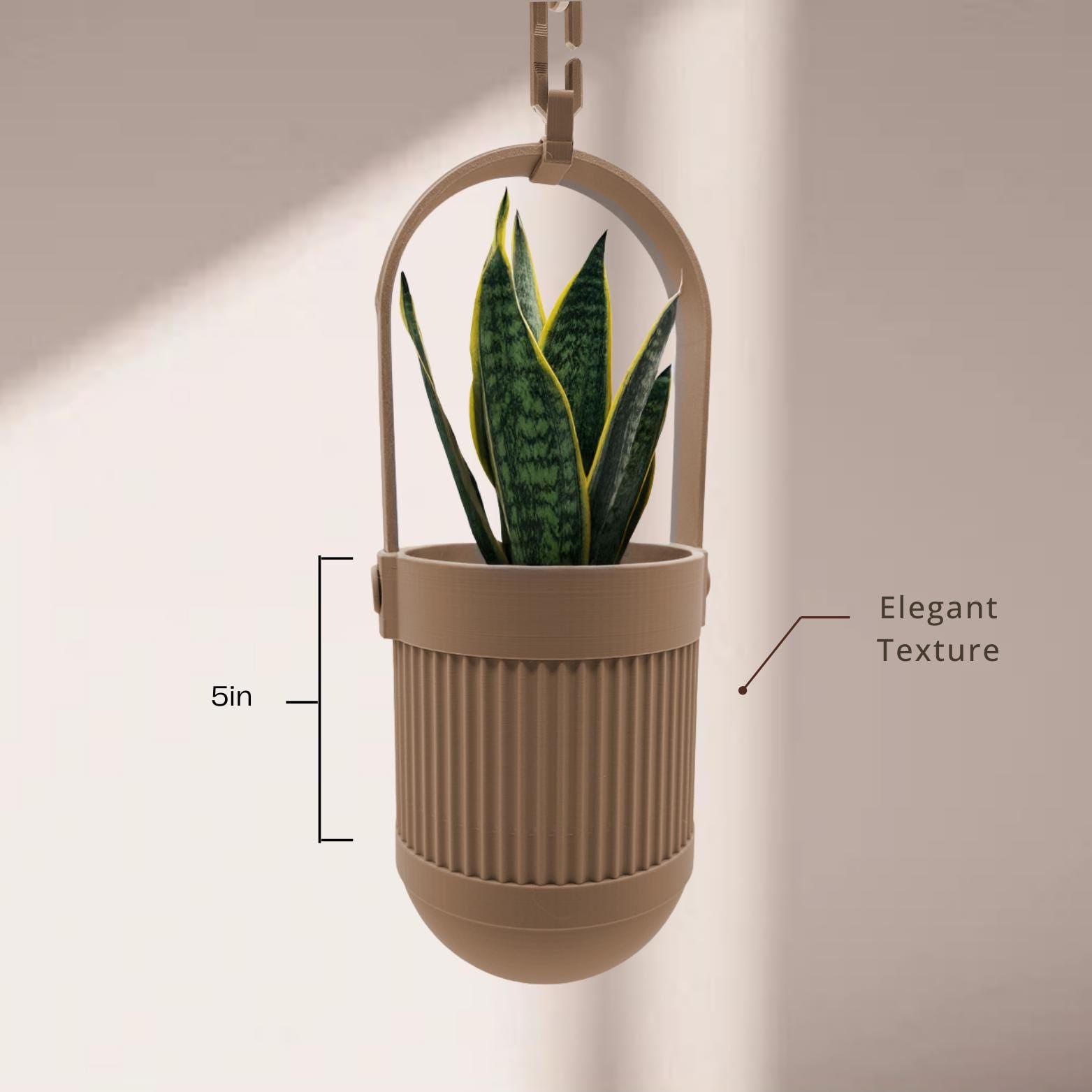 Minimalist Ribbed Hanging Planter | Modern Indoor Plant Pot
