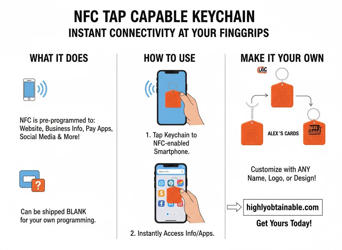 NFC Tap Capable Key-chain | Customizable with logo , name and more | Business , Social media , Website